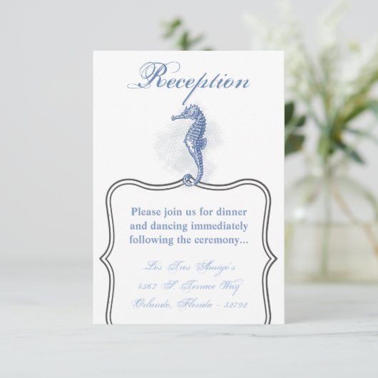 3,5 x 5 Empfang Card Seepferd Ocean Beach Water Einladung (Stehend Vorderseite)