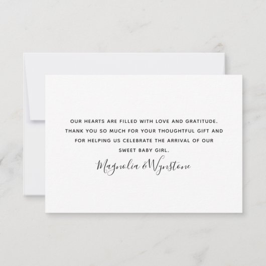 3,5 x 5 Eukalyptus-Foto Baby Dankeskarte (Rückseite)