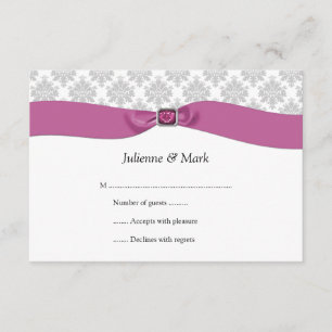3,5 x 5 Grau-weiße Damaske Rosa-Streifen Jewel UAW RSVP Karte