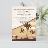 3,5" x 5" Hawaiian Beach Palm Tree Wedding Einladung (Stehend Vorderseite)