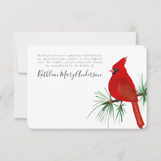 3,5 x 5 Kardinal Beerdigung Dankeskarte (Vorderseite)