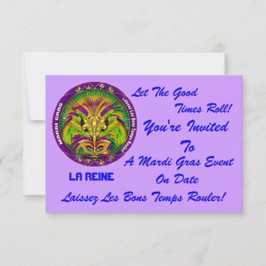 3,5" x 5" Landschaft Mardi Gras Bitte beachten Sie Einladung (Vorderseite)