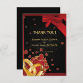 3,5" x 5" Luxus Moderne Goldene Ringe Schwarz Dankeskarte (Vorne/Hinten)