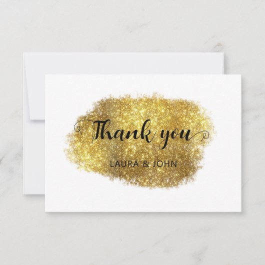 3,5" x 5" Moderner Gold Glitzer Vielen Dank Save The Date (Vorderseite)