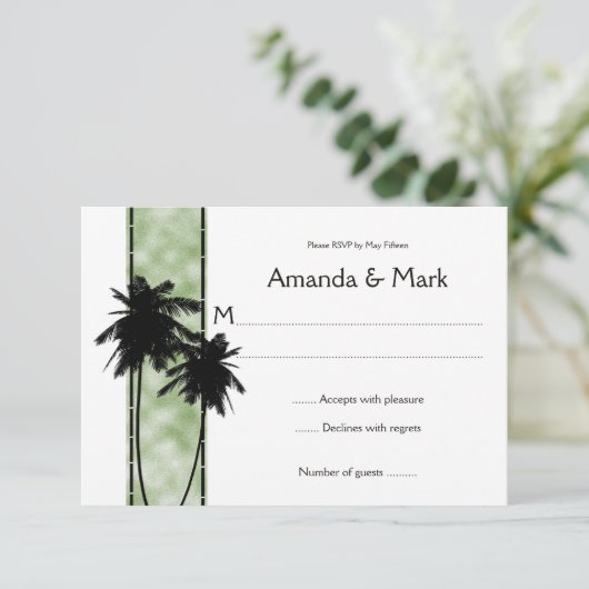 3,5 x 5 Palmen und grüne UAWG RSVP Karte (Stehend Vorderseite)