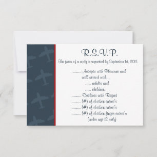 3,5 x 5 R.S.V.P Antwortkarte Flug  Blau/R RSVP Karte
