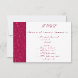 3,5 x 5 R.S.V.P Antwortkarte Himbeere Rosa Schleif Einladung