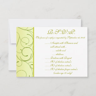 3,5 x 5 R.S.V.P Antwortkarte Lime Green Pear Wirbe Einladung