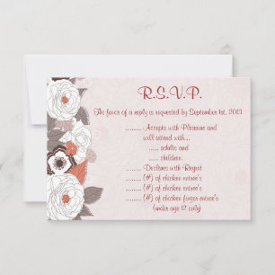 3,5 x 5 R.S.V.P Antwortkarte Rosa/braune Liebe Einladung