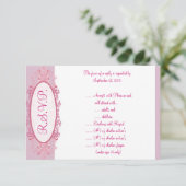 3,5 x 5 R.S.V.P Antwortkarte Rosa/Lila chinesische Einladung (Stehend Vorderseite)