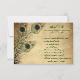 3,5 x 5 R.S.V.P Antwortkarte Vintag Peacock Green RSVP Karte
