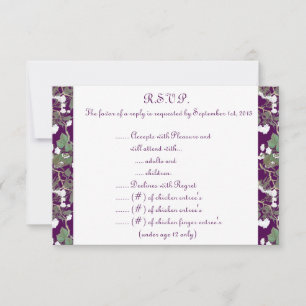 3,5 x 5 R.S.V.P Replizierkarten-Pfau/Blume auf der Einladung