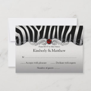 3,5 x 5 Schwarz Silber Zebra Red Jewel UAWG RSVP Karte