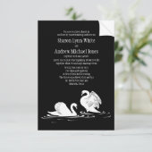3,5" x 5" Swan Couple Black Wedding Einladung (Stehend Vorderseite)
