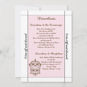3.5 x 7 Richtung Birdcage/rosa Streifen Einladung