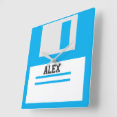 3,5-Zoll-Disketten mit Label für griechische Nerd Quadratische Wanduhr (Winkel)