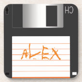 3,5-Zoll-Disketten mit Label für griechische Nerd Untersetzer (Vorderseite)