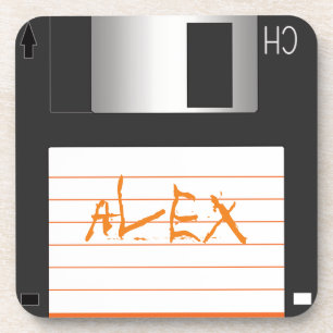 3,5-Zoll-Disketten mit Label für griechische Nerd Untersetzer