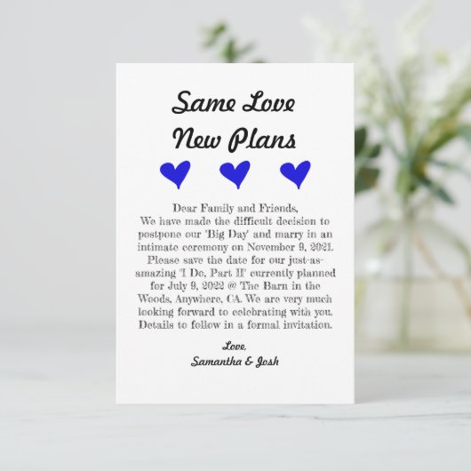 3,5 Zoll x 5 Zoll Save the Date flache Karte (Stehend Vorderseite)