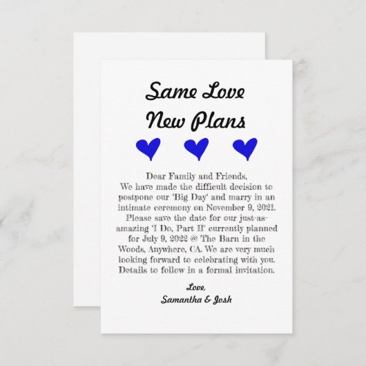 3,5 Zoll x 5 Zoll Save the Date flache Karte (Vorne/Hinten)