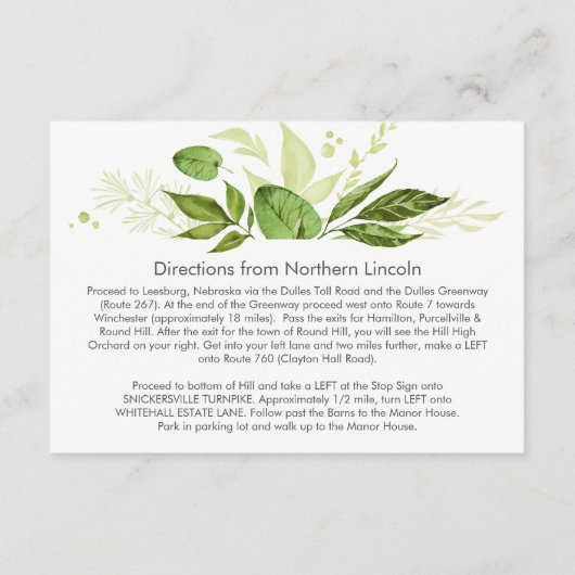 3.5x5 Botanische Rustikale Grünflächen - Umschließ Begleitkarte (Rückseite)