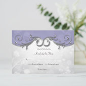3.5x5 Elegante Lila Silber-Blätter Overlay-UAWG RSVP Karte (Stehend Vorderseite)