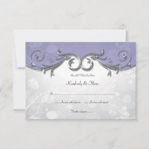 3.5x5 Elegante Lila Silber-Blätter Overlay-UAWG RSVP Karte