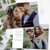 3.5x5 Elegantes Chic-Script-Hochzeitsschreiben-Fot Dankeskarte