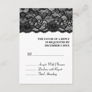 3.5x5 Elegantes Hochzeitssemble Vintage Schwarze S RSVP Karte