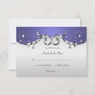 3,5x5 Elegantes Lila und Silber RSVP Karte
