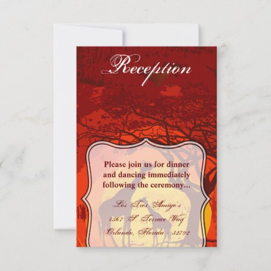 3.5x5 Empfang Card African Safari Giraffe Sunse Einladung (Vorderseite)