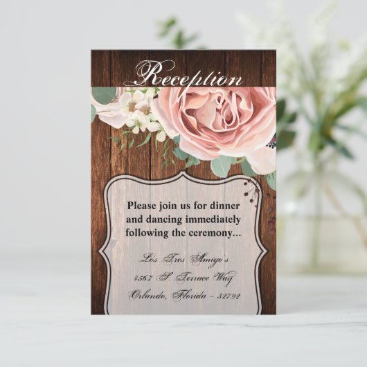 3.5x5 Empfang Card Geometrische Rose Stallholz Einladung (Stehend Vorderseite)