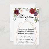 3.5x5 Empfang-Card-Rose auf Weiß mit Goldgeom Einladung (Vorne/Hinten)