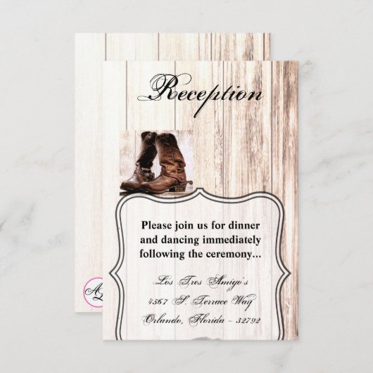 3.5x5 Empfang-Karte Bootet Land Rustikaler Western Einladung (Vorne/Hinten)