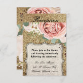 3.5x5 Empfang-Karte Geometrische Rose Gold Glitzer Einladung (Vorne/Hinten)