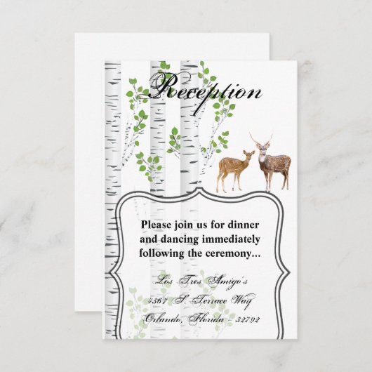 3.5x5 Empfang-Karte Hirschknotenwald-Waldland Einladung (Vorne/Hinten)