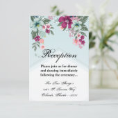 3.5x5 Empfang-Karte Tropische Blume auf Blue Ombre Einladung (Stehend Vorderseite)