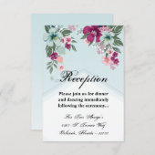 3.5x5 Empfang-Karte Tropische Blume auf Blue Ombre Einladung (Vorne/Hinten)