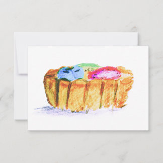 3.5X5" Fruit Tart Original Abstract Art Note Card Mitteilungskarte