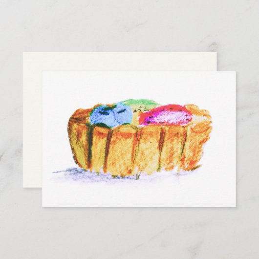 3.5X5" Fruit Tart Original Abstract Art Note Card Mitteilungskarte (Vorne/Hinten)