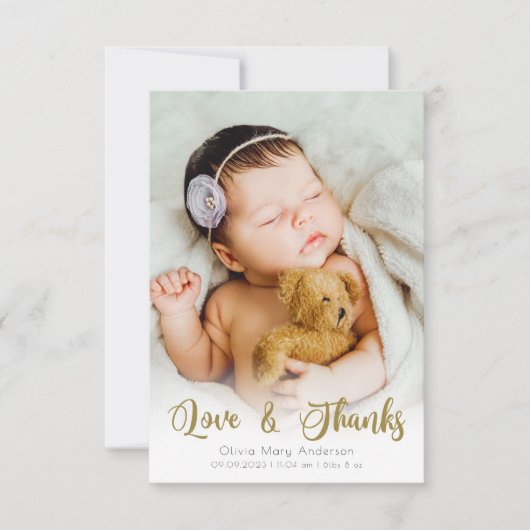 3.5x5 Geburtsankündigung Foto Danke Karte (Vorderseite)