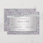 3.5x5 Lavendel Silver Grunge Damask UAWG RSVP Karte (Vorne/Hinten)
