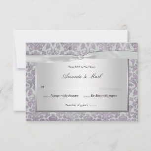 3.5x5 Lavendel Silver Grunge Damask UAWG RSVP Karte