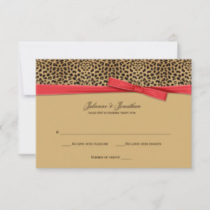 3,5x5 Leopardenprint-FAUX Roter Band RSVP Einladung