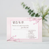 3,5x5 R.S.V.P Antwortkarte Rosa Kirschblossom Einladung (Stehend Vorderseite)