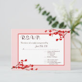 3,5x5 R.S.V.P Antwortkarte Roter Kirschblossom Einladung (Stehend Vorderseite)