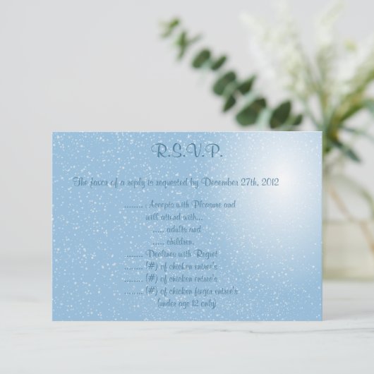 3.5x5 R.S.V.P Antwortkarte Winter Blue Christmas Einladung (Stehend Vorderseite)
