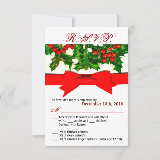 3.5x5 R.S.V.P Card Baughs Holly Berry Weihnachten Einladung (Vorderseite)