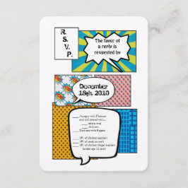 3.5x5 R.S.V.P. Card Comic Strip Book Pop Art Coupl RSVP Karte