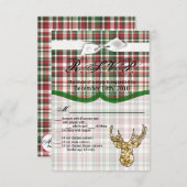 3.5x5 R.S.V.P. Card Gold Glitzer Rentier Kariert,  Einladung (Vorne/Hinten)